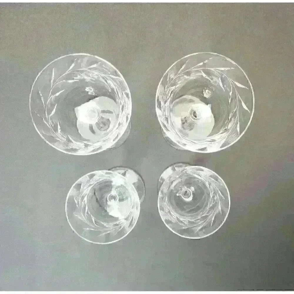 Vintage Libbey Rock Sharpe Laurel Wreath Champagne Coupes & Wine Glasses Set (4) - Picture 3 of 4